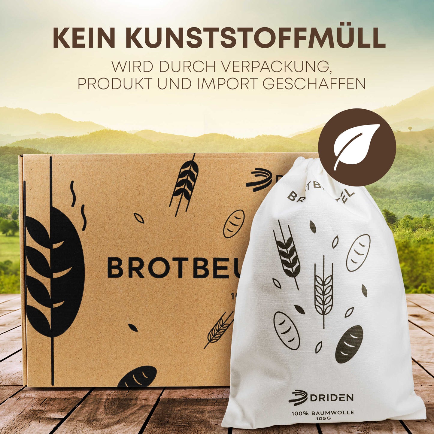 Brotbeutel XL [3er Set] aus 100% Natur Baumwolle