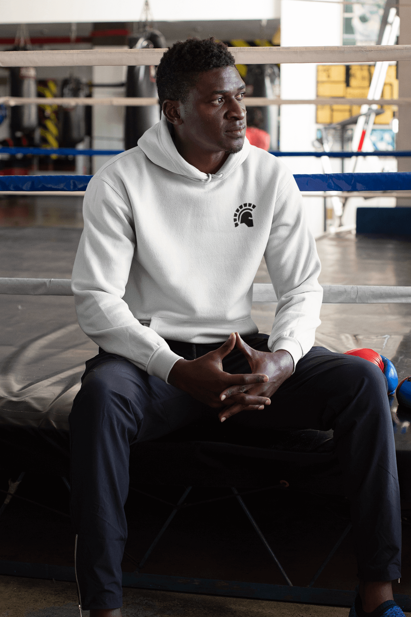White hoodie in store outlet